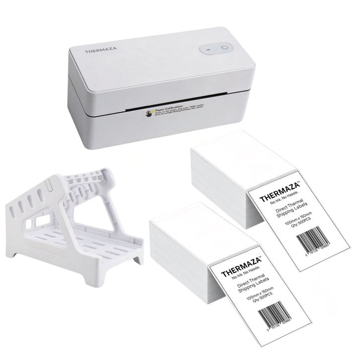 THERMAZA® D400 Thermal Label Printer Essential Kit With 1000 Fanfold Labels (White)