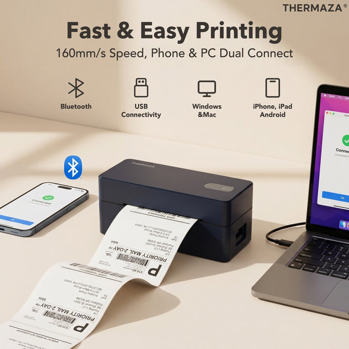 THERMAZA® D400 Thermal Label Printer Starter Kit (Black)