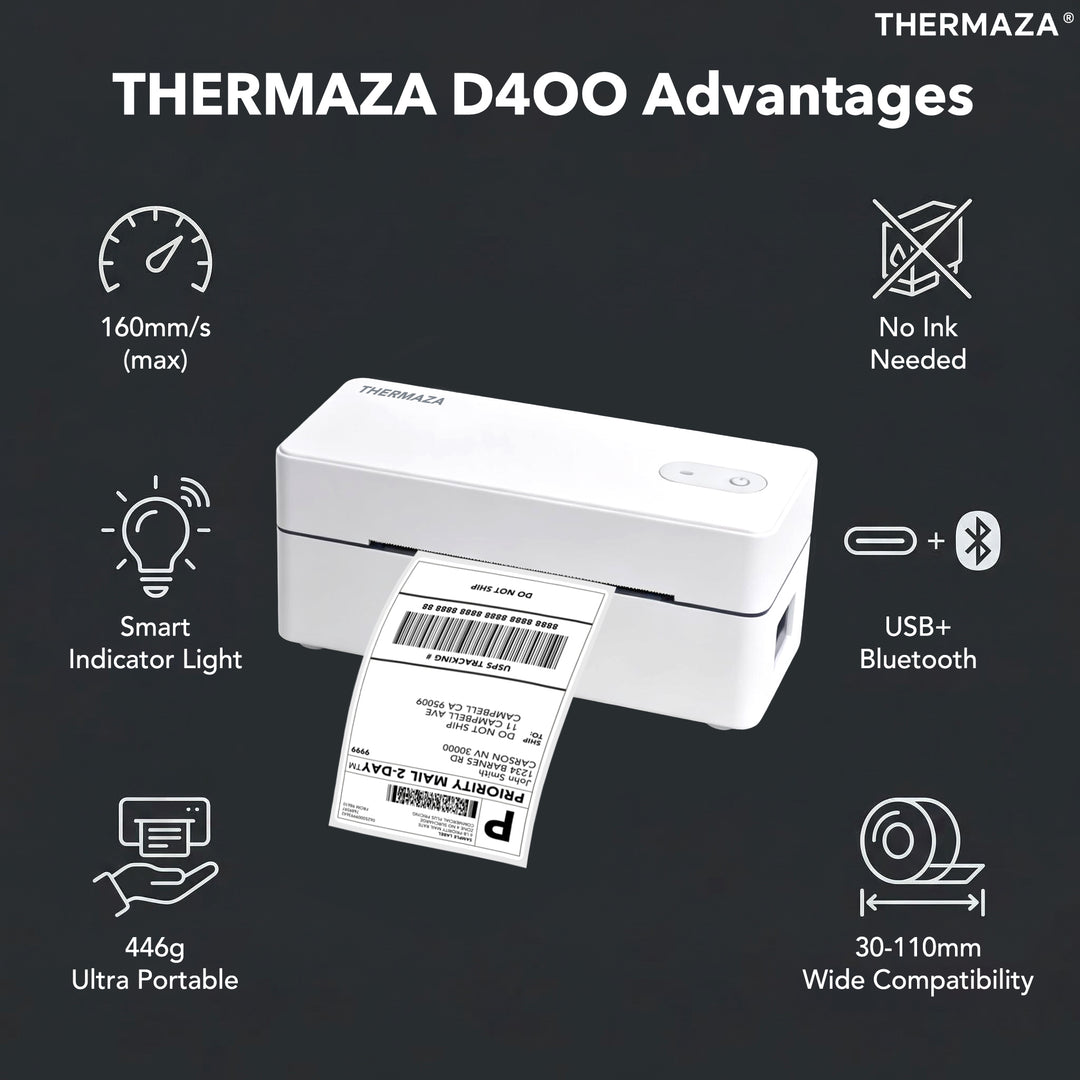 THERMAZA® D400 Thermal Label Printer (White)