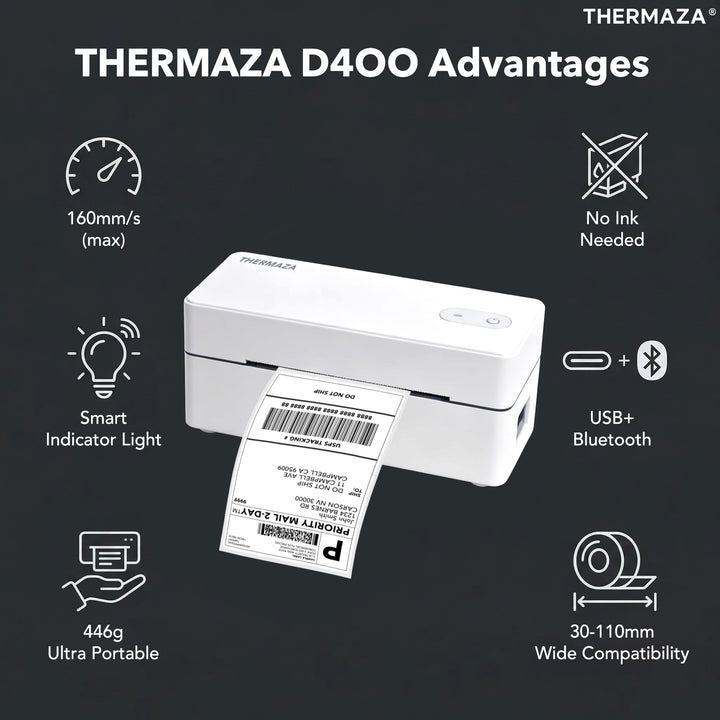 THERMAZA® D400 Thermal Label Printer (White)