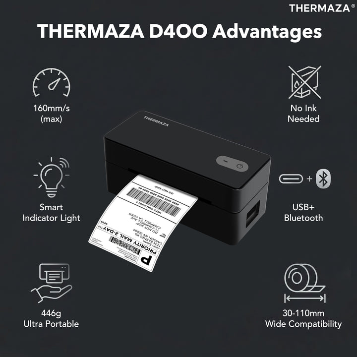 THERMAZA® D400 Thermal Label Printer (Black)