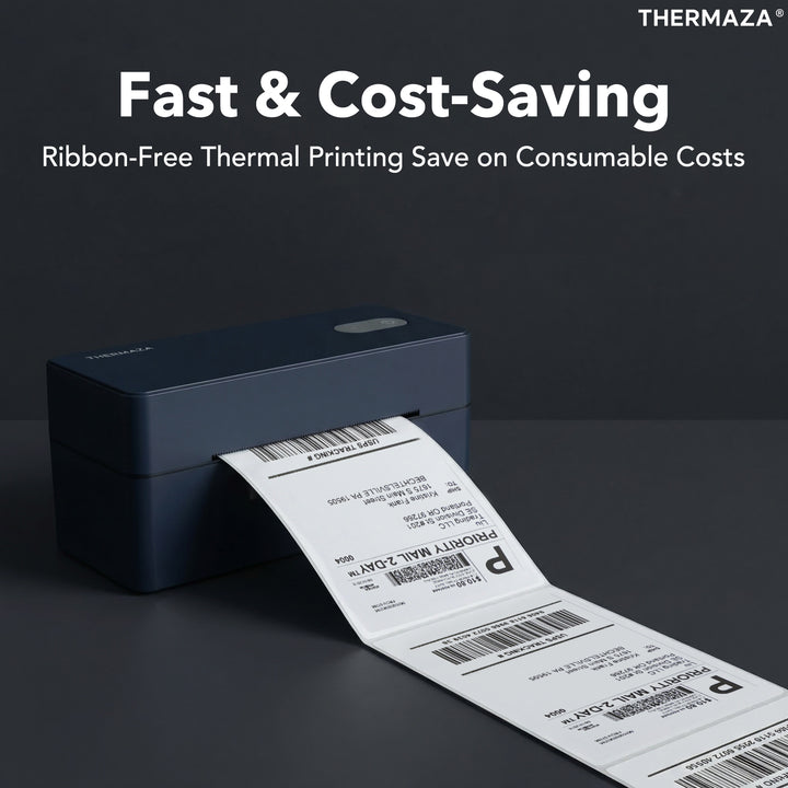 THERMAZA® D400 Thermal Label Printer Essential Kit With 1000 Fanfold Labels (Black)