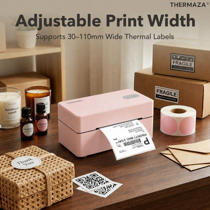 THERMAZA® D400 Thermal Label Printer Essential Kit With 1000 Fanfold Labels (Pink)