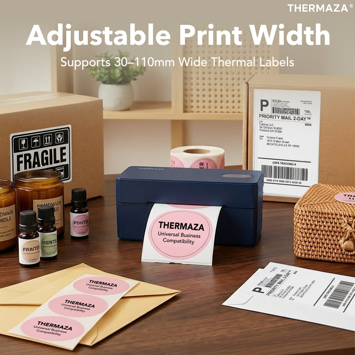 THERMAZA® D400 Thermal Label Printer Essential Kit With 1000 Fanfold Labels (Black)