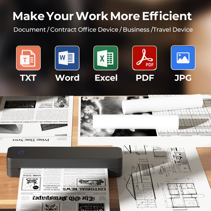 A4 Portable Thermal Printer Starter Kit – Bluetooth Mobile Printer with A4 Thermal Paper