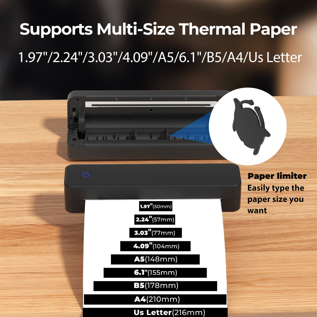 A4 Portable Thermal Printer Starter Kit – Bluetooth Mobile Printer with A4 Thermal Paper