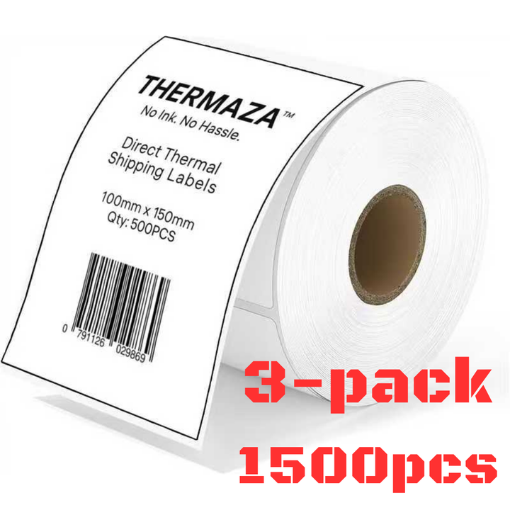 THERMAZA® 4x6 Direct Thermal Labels 100x150mm Shipping Labels Roll – No Ink, BPA Free, Compatible with Shopify, eBay, Amazon