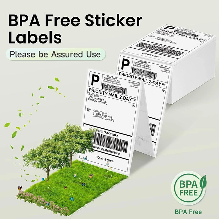 THERMAZA® 4x6 Direct Thermal Labels 100x150mm Shipping Labels FanFold – No Ink, BPA Free, Compatible with Shopify, eBay, Amazon